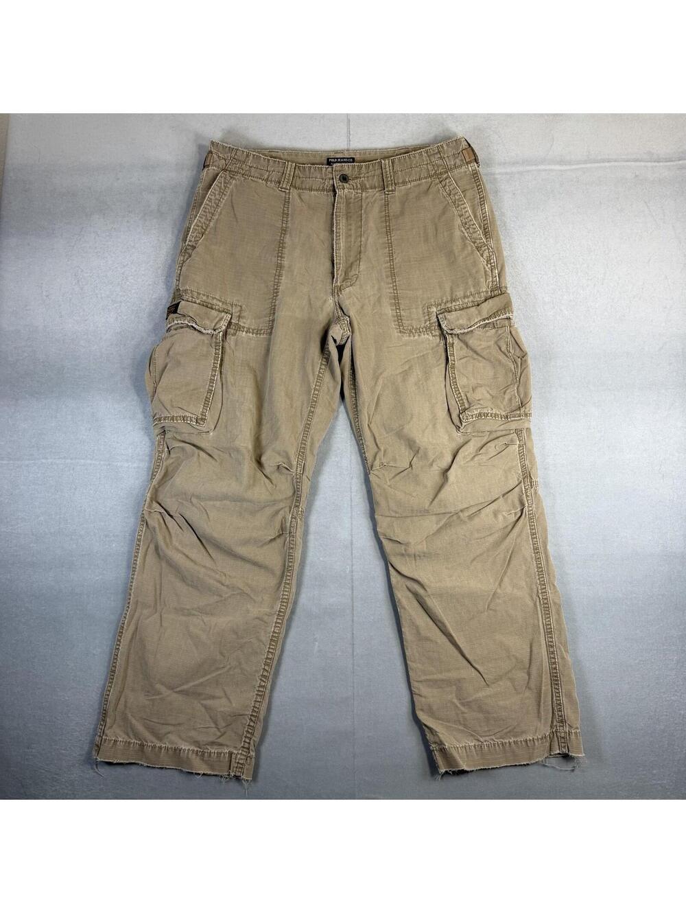 VTG 90s Polo Jean Co Ralph Lauren Military Surplus Cargo Pants Mens 34x30 Beige